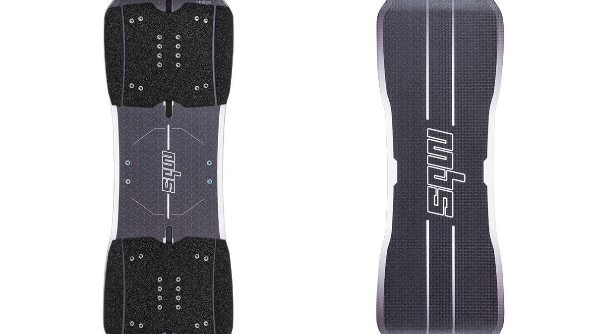 MBS Mountainboard Comparison Guide | Northern Watersports - image of a top and bottom view of an MBS mountainboard