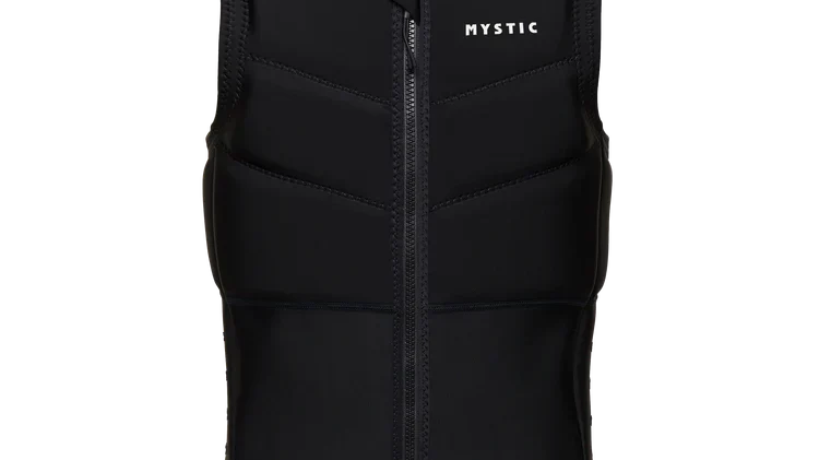 Mystic Star Front Zip kitesurf impact vest in black — top pick for kitesurfing and wing foiling protection