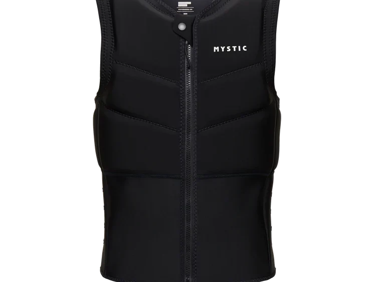 Mystic Star Front Zip kitesurf impact vest in black — top pick for kitesurfing and wing foiling protection