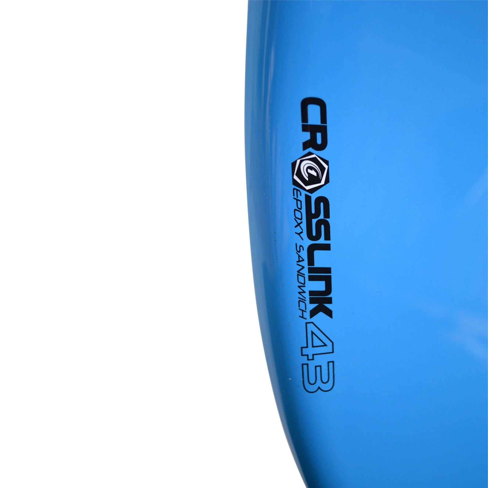 Circle One 43" Epoxy Fibreglass Skimboard – Crosslink logo detail