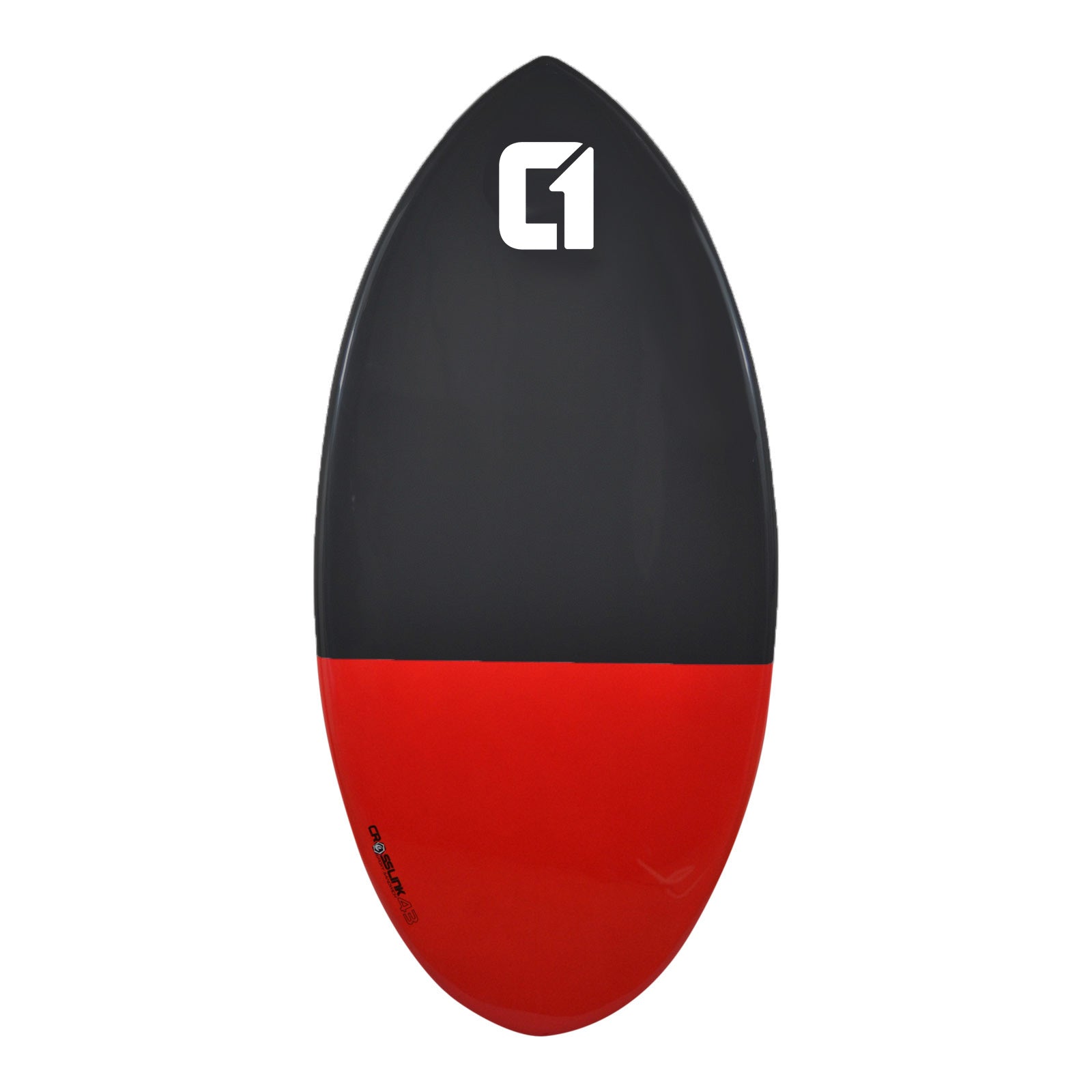 Circle One 43" Epoxy Fibreglass Skimboard – deck view, Red