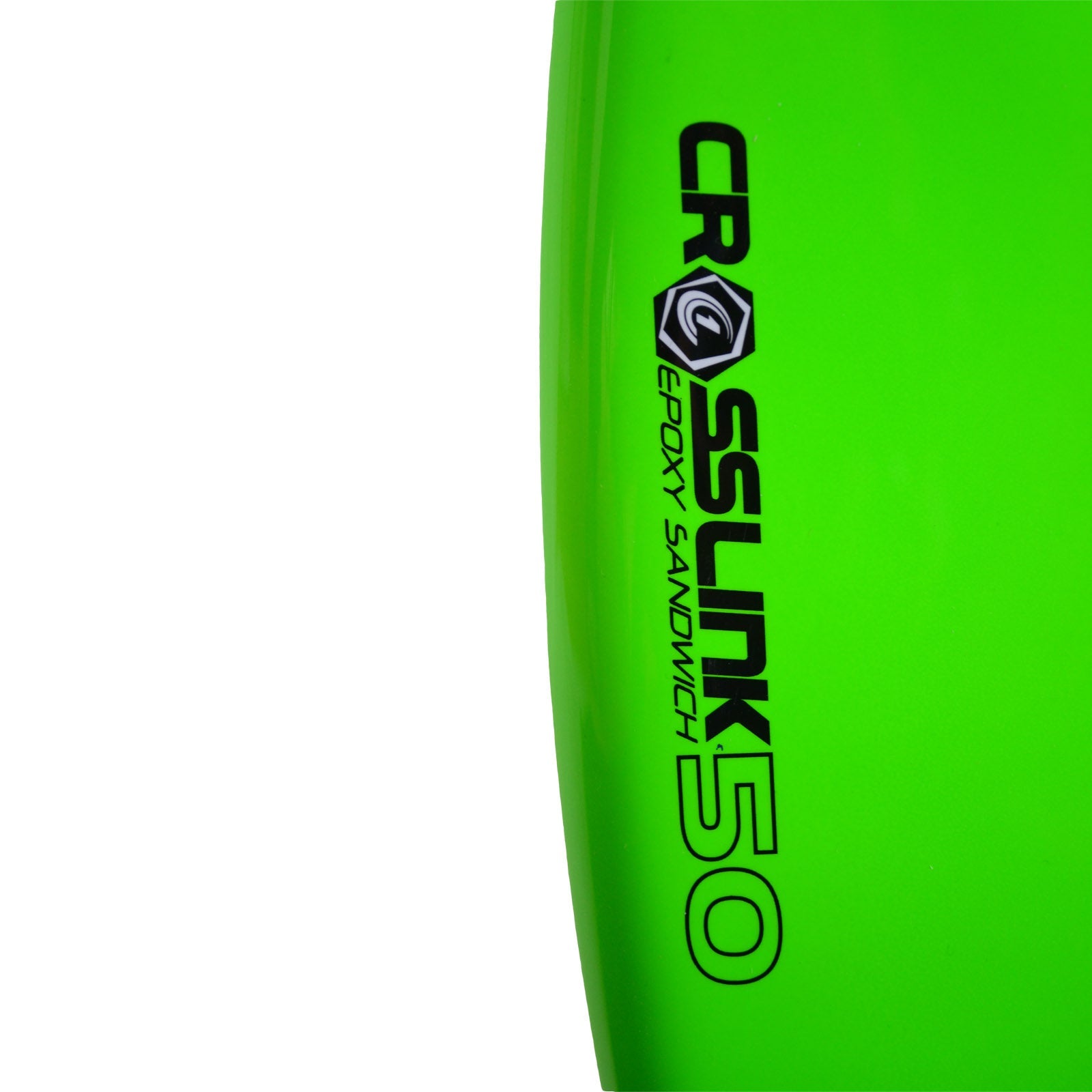Circle One 50" Epoxy Fibreglass Skimboard – Crosslink logo detail