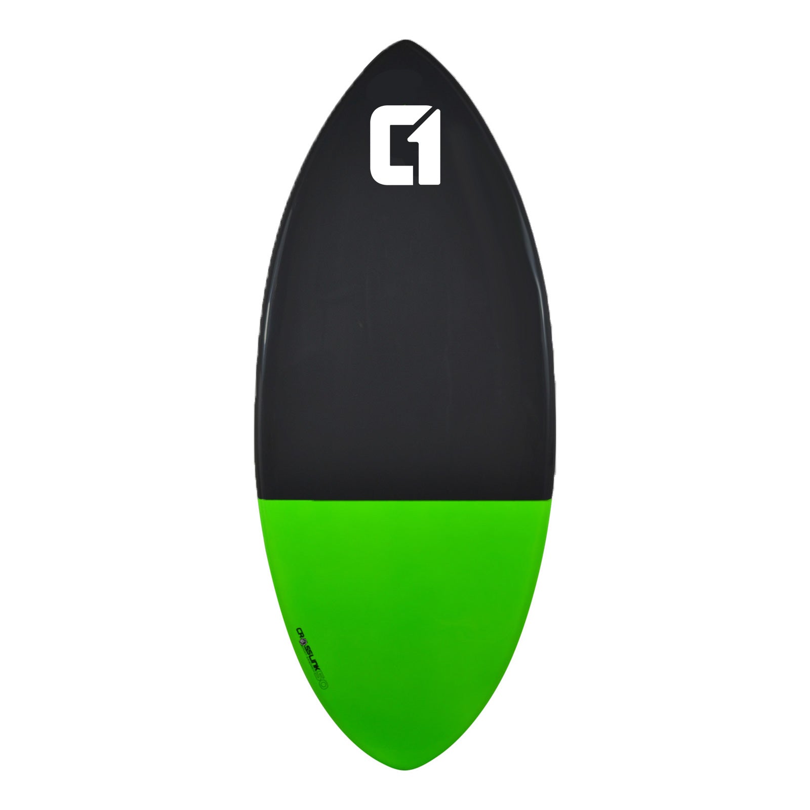 Circle One 50" Epoxy Fibreglass Skimboard – deck view, Green