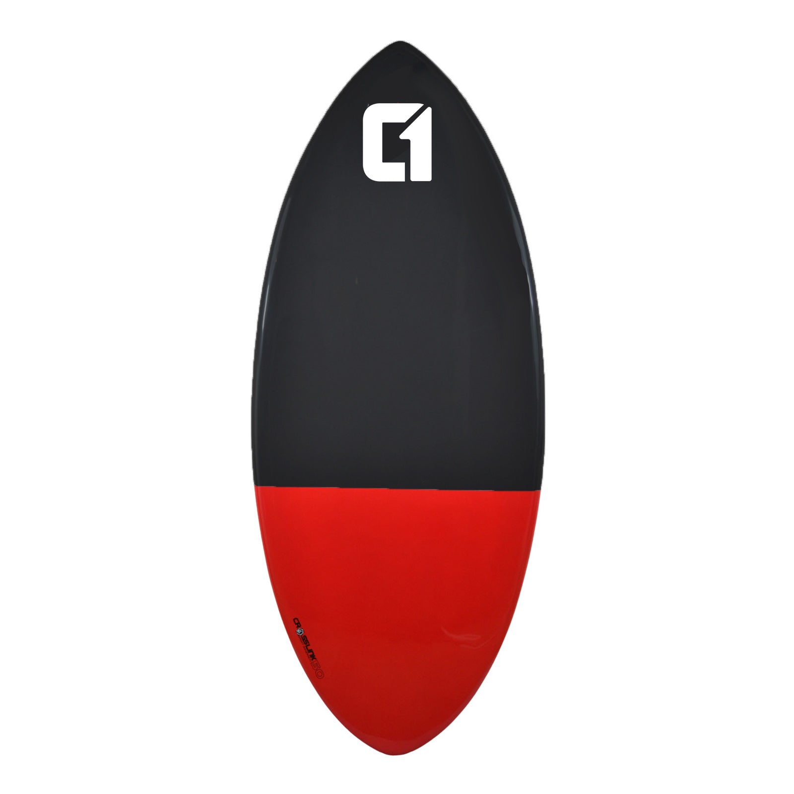 Circle One 50" Epoxy Fibreglass Skimboard – deck view, Red