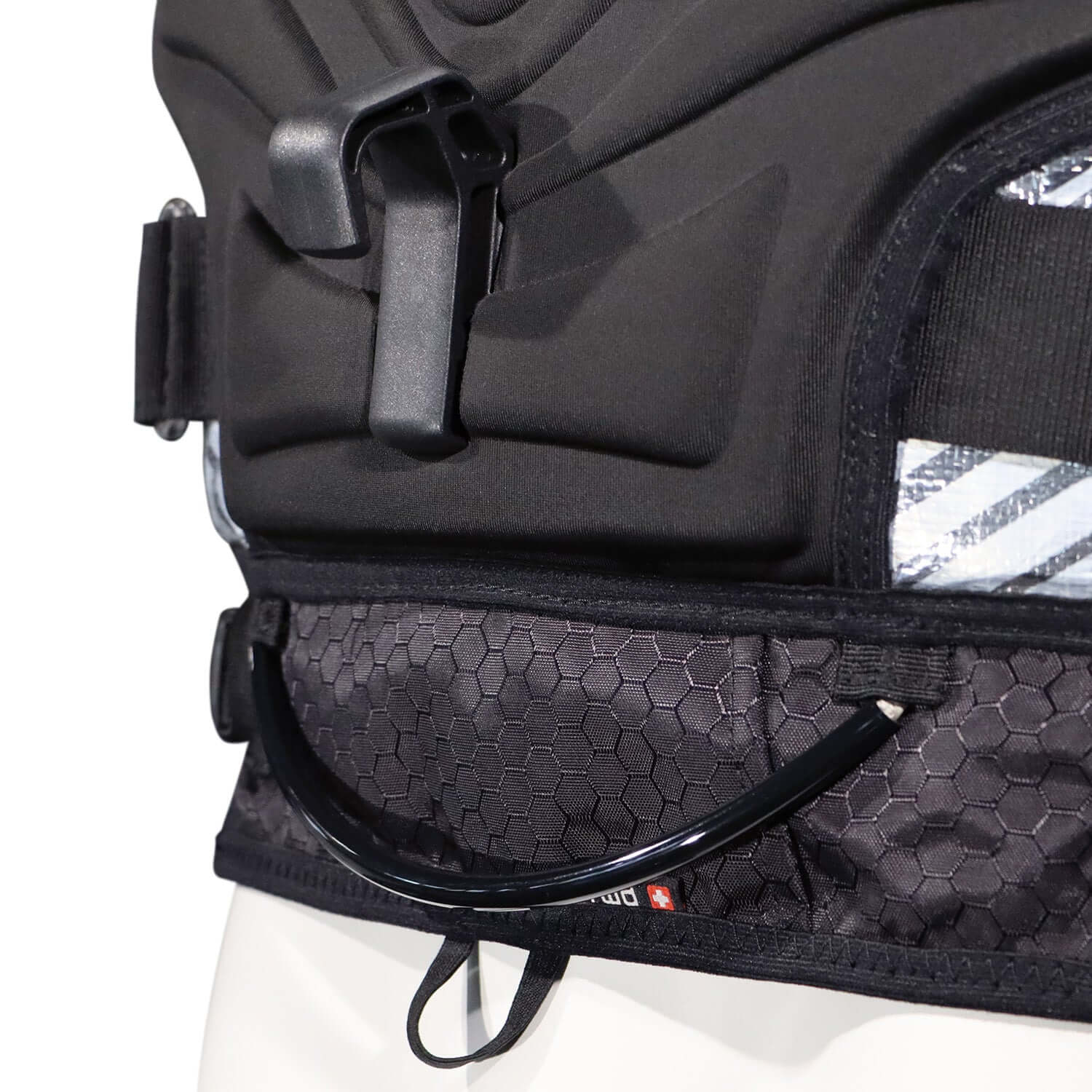 Close-up of the Forward Wip Wing Impact Vest 50 N showcasing its buckle and interior design.