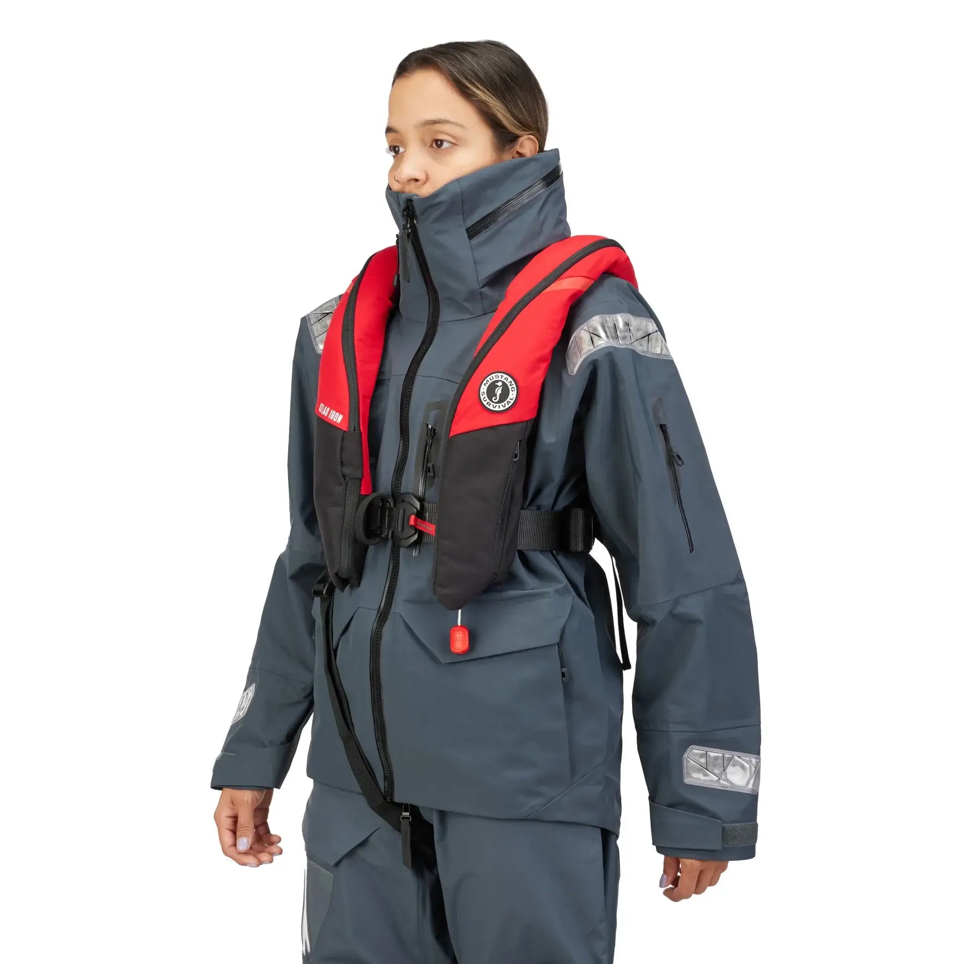 190 DLX PRO Sensor Life Jacket being worn with a drysuit