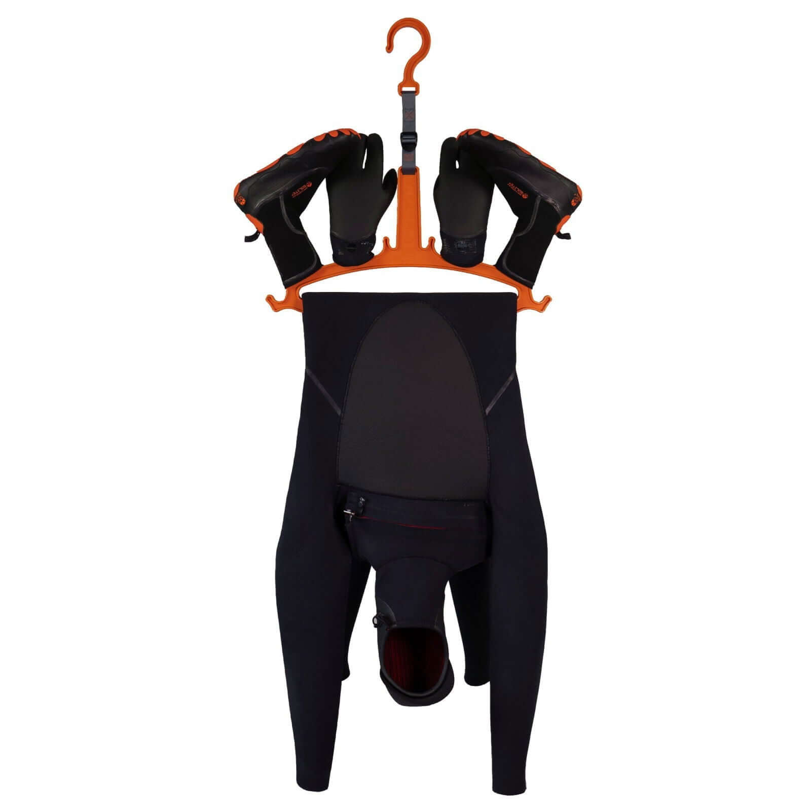 C-Monsta Wetsuit Hanger V2 Orange | High-Visibility Gear Dryer displaying wetsuit and gloves.