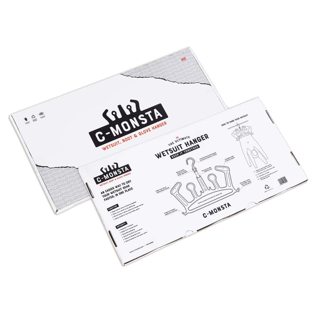 C-Monsta Wetsuit Hanger V2 Grey | Wetsuit, Boots & Gloves Dryer packaging design and features.