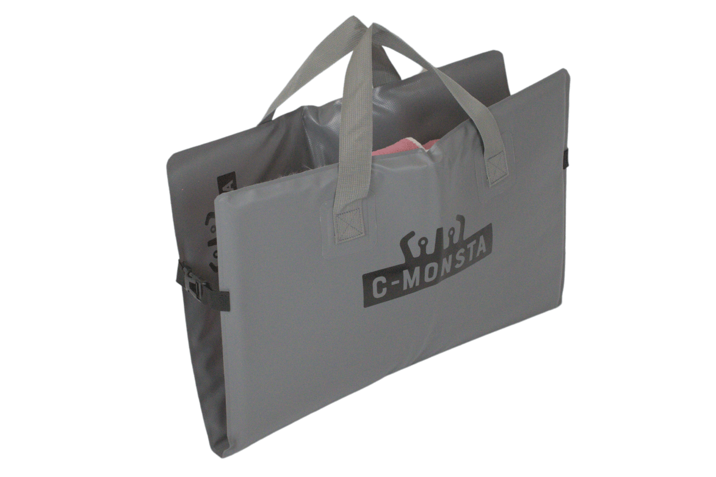 C-Monsta Changing Mat V2 | Wetsuit Changing Mat & Wet Gear Bag in gray with handles for easy transport.