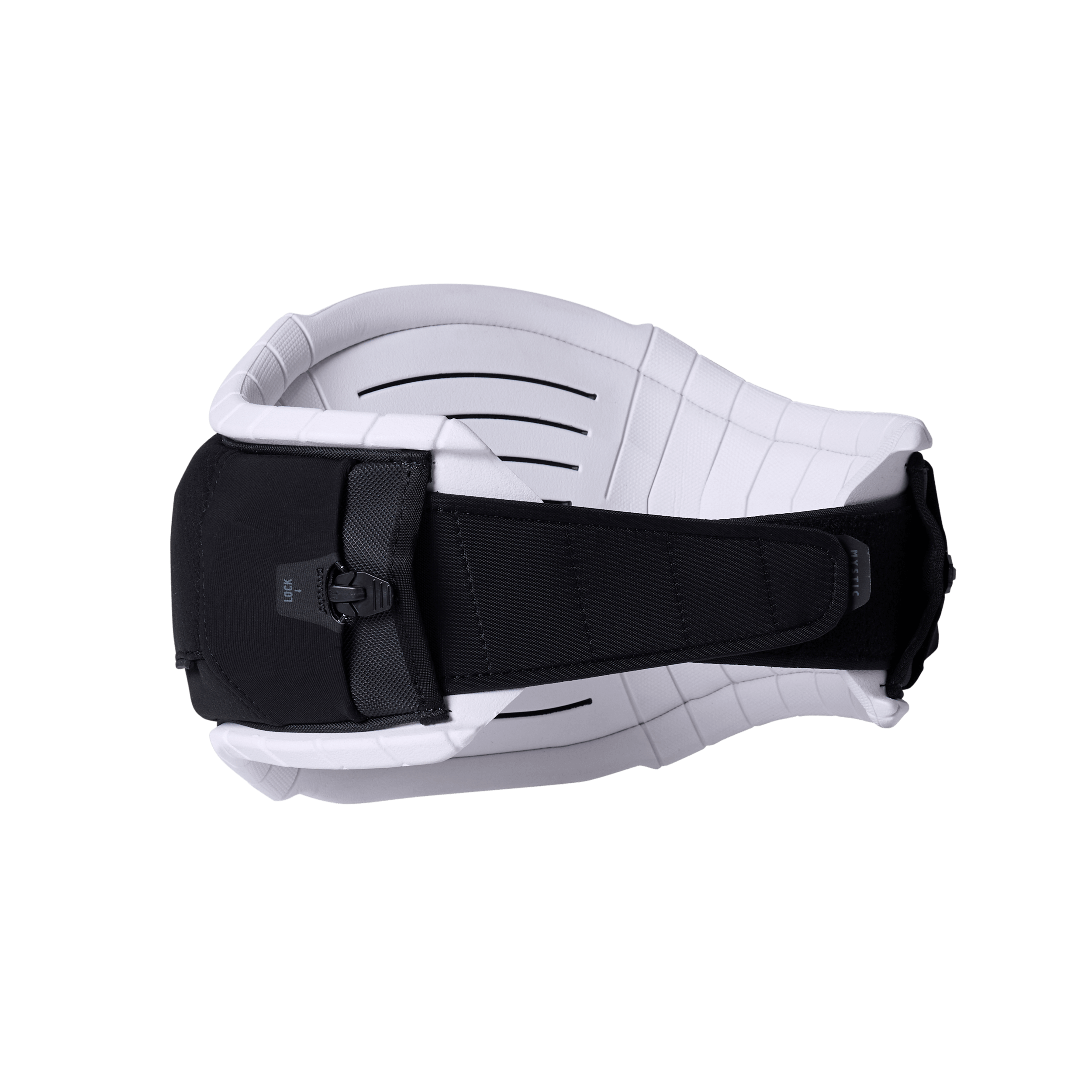 Mystic Stealth Waist Harness - 2026 top view showing carbon composite shell and Fly Mold 2.0 Drytech padding