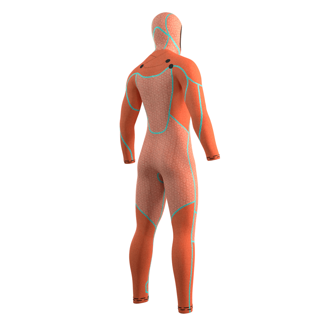 Mystic Voltt Hooded 6/4/3 mm Front Zip – Black – 2026 wetsuit view from the back, showcasing advanced thermal design.