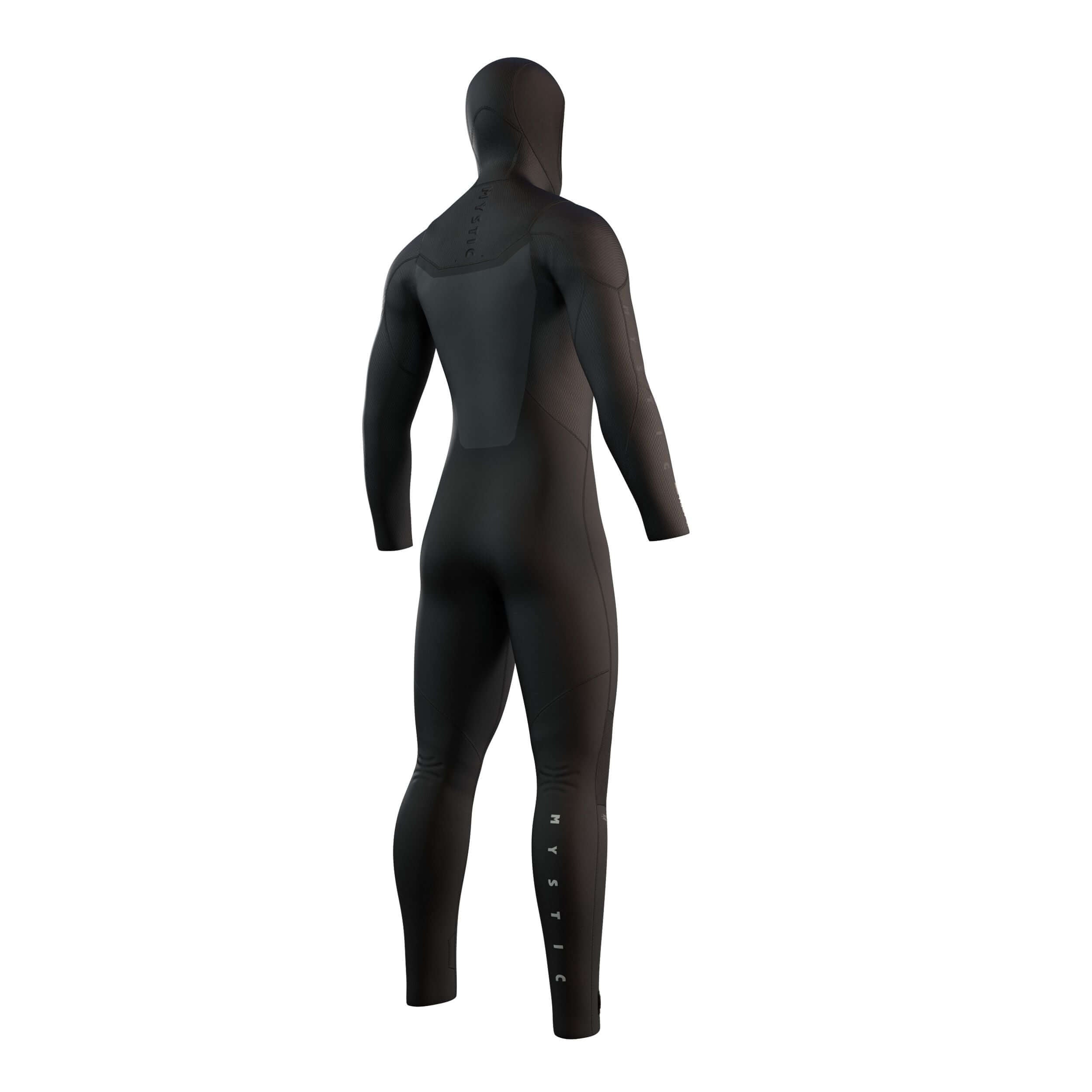 Mystic Voltt Hooded 6/4/3 mm Front Zip – Black – 2026 wetsuit, back view, showcasing technical features and sleek design.