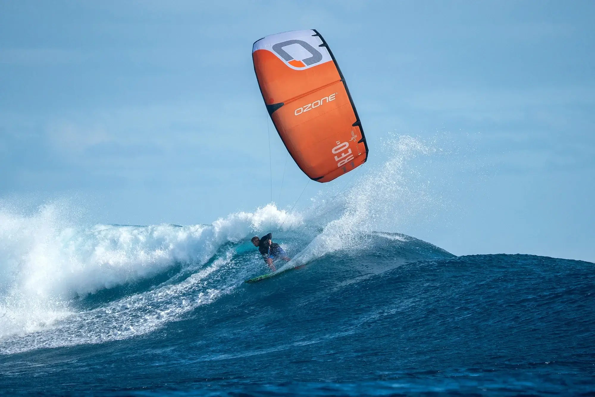 Ozone Reo V7 Ultra-X Kite – Pure Surf Performance Redefined in action over ocean waves