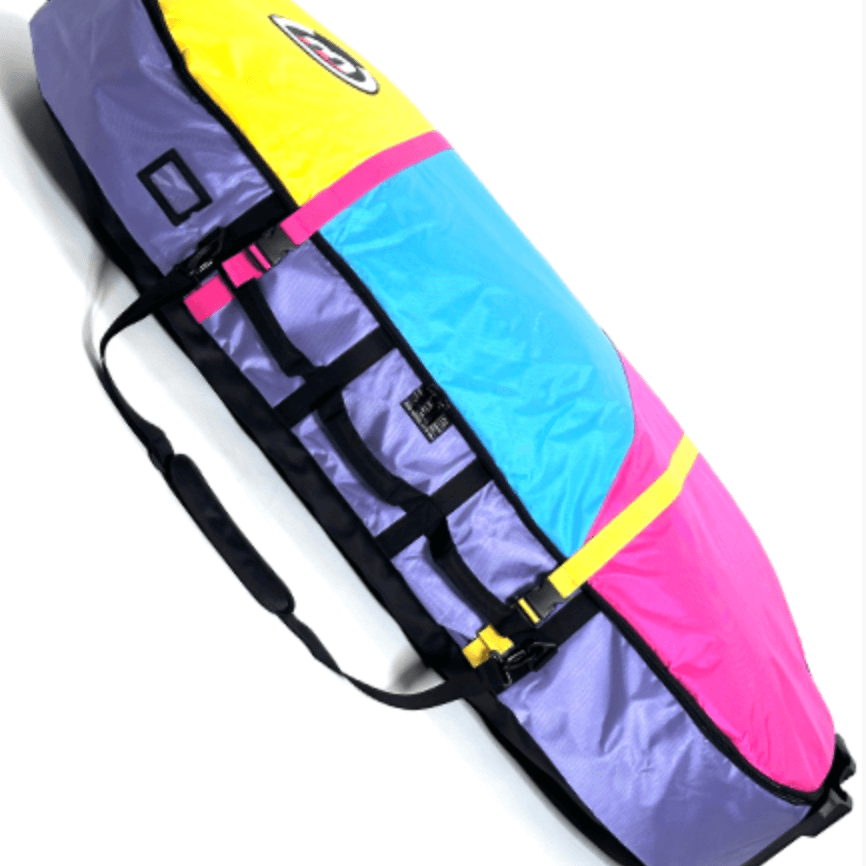 FBC Wingfoil travel bag in vibrant colors for lightweight and secure transport of wingfoiling equipment.