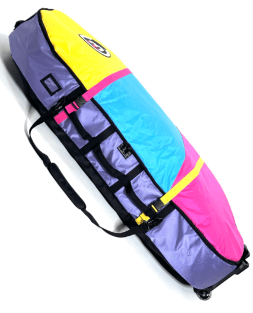 FBC Wingfoil travel bag in vibrant colors for lightweight and secure transport of wingfoiling equipment.