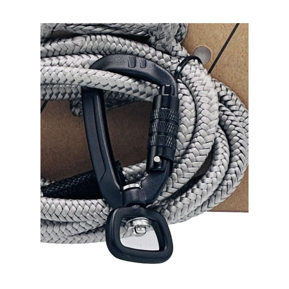 FBC Swivel Karabina locking swivel karabiner shown attached to an FBC wing leash