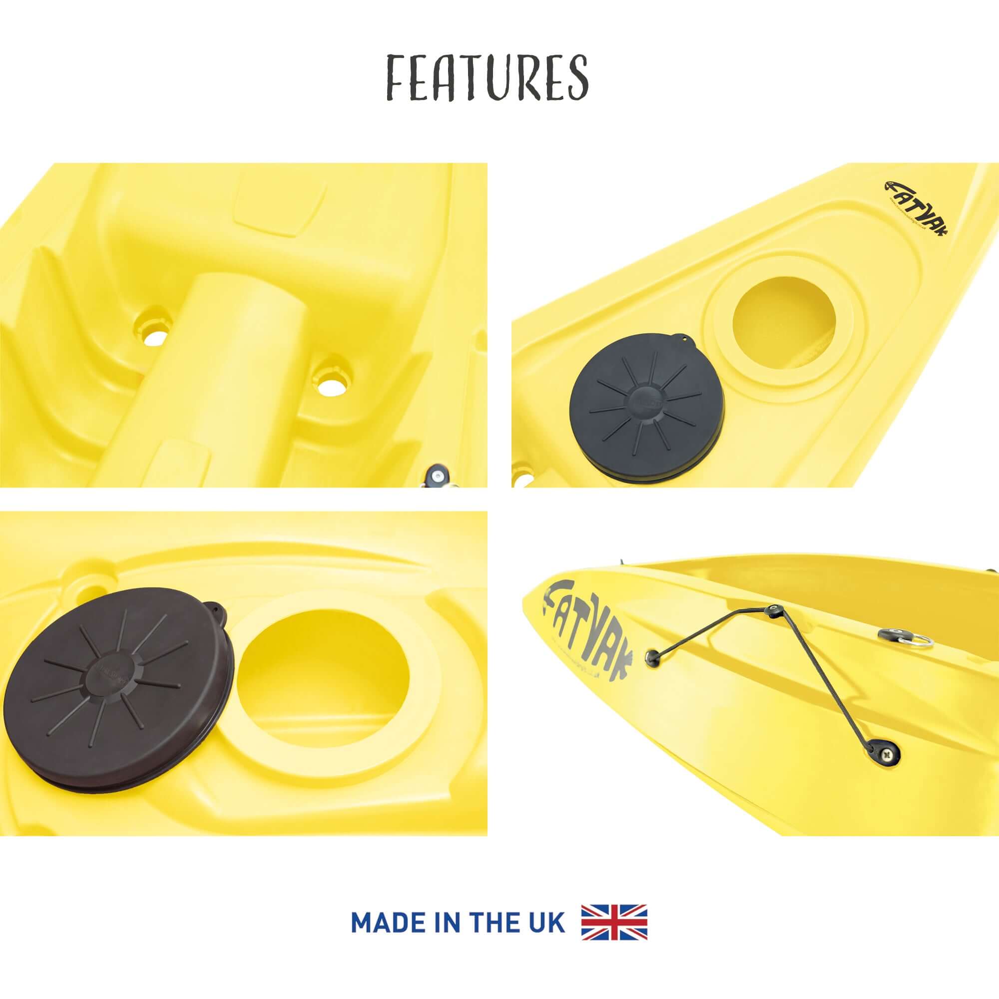 Kaafu Solo Fishing Kayak | Plastic Neutral | Yellow | Complete Package features close-up view