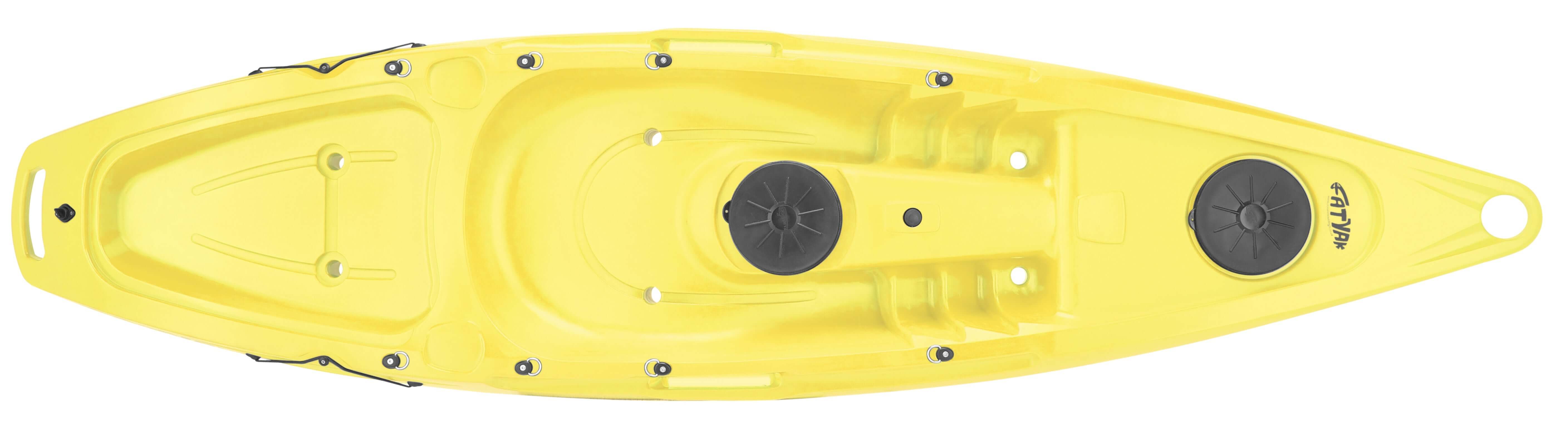 Kaafu Solo Fishing Kayak | Plastic Neutral | Yellow | Complete Package - top view of lightweight, single seater kayak.