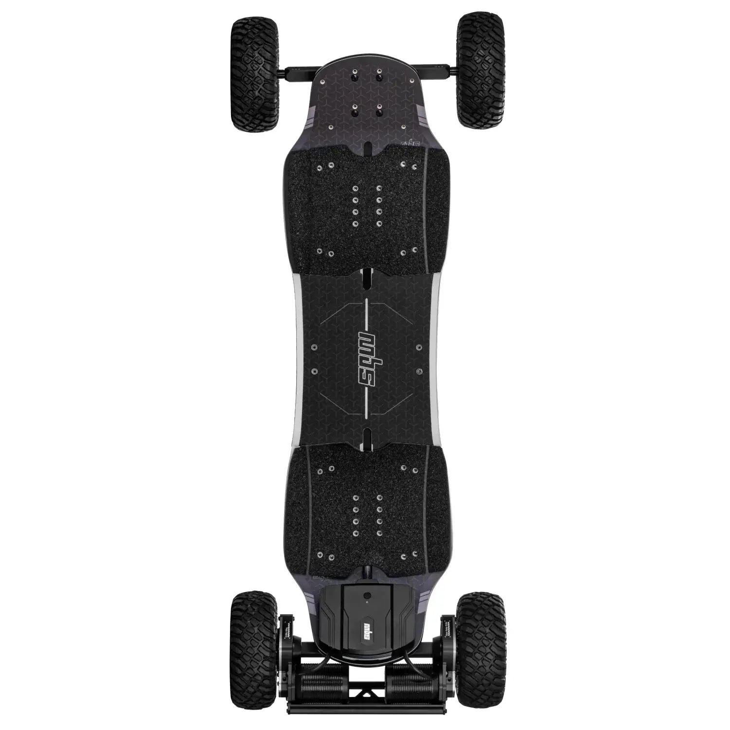 MBS AGENT EXPLORER Mountain Board | Freeride & Electric-Ready top view with wide wheels and sturdy deck.