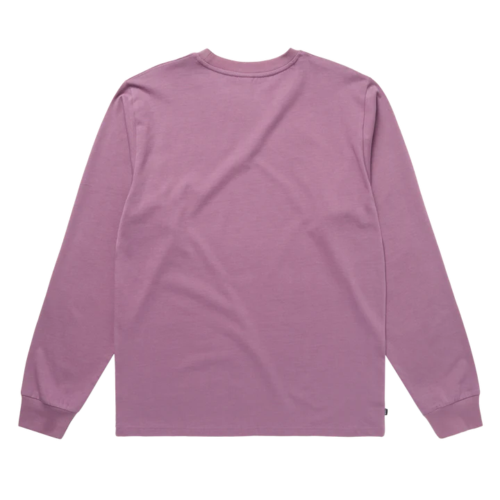 Mystic Brand Long Sleeve Tee 2026 | Mens Watersports Tee back view in soft purple color.