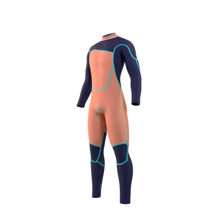 Mystic MAJESTIC Fullsuit 5/4mm Back zip - 2026 in orange and navy design.