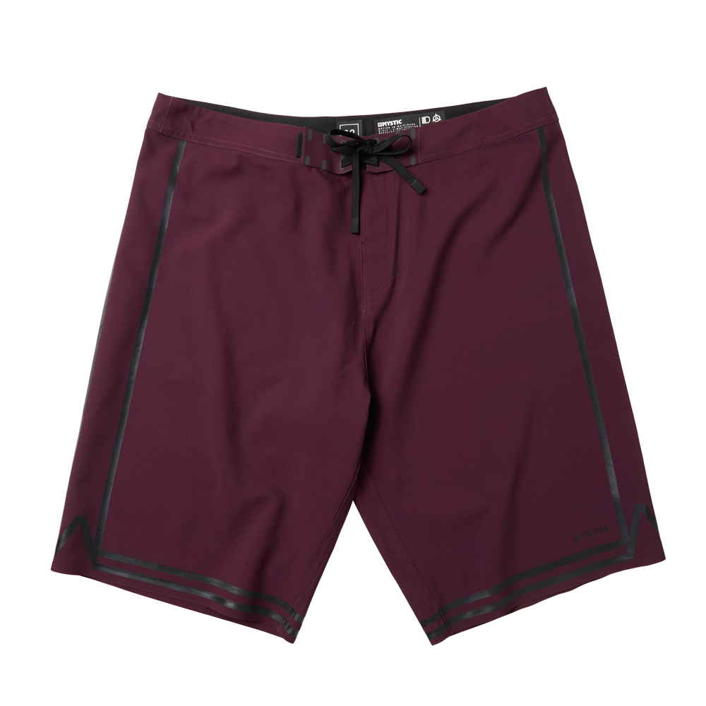 Mystic Truce Boardshort Oxblood Red front on model