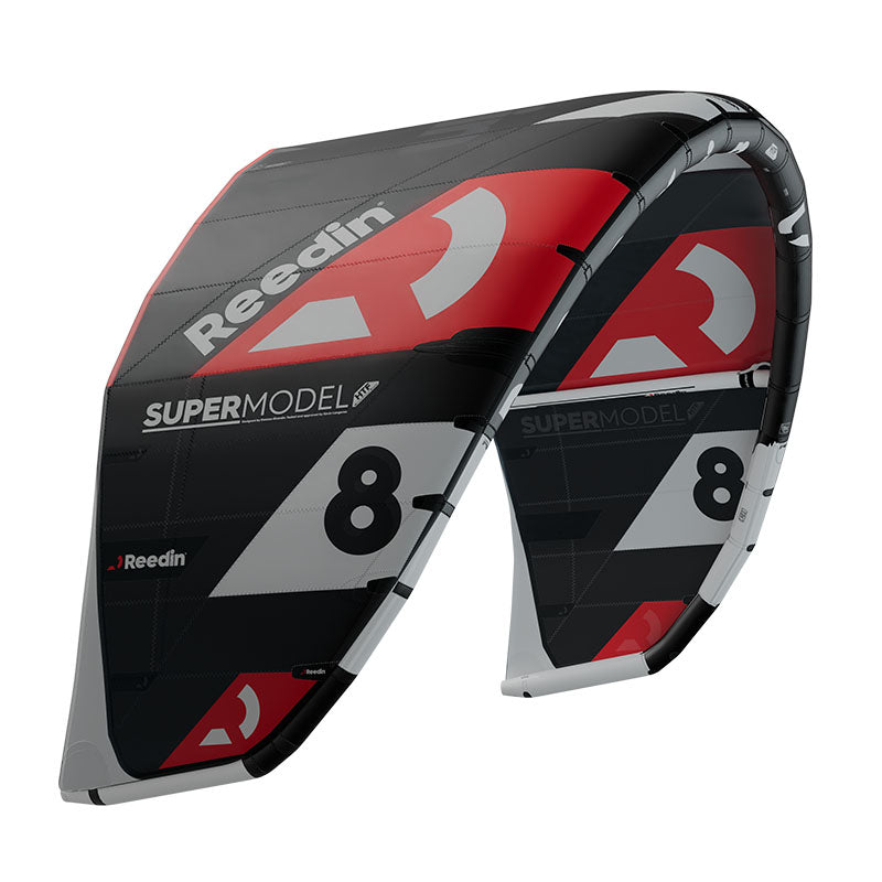 Reedin Supermodel HTF 2023 | All-Round Performance Kite in black and red design, showcasing its innovative shape.