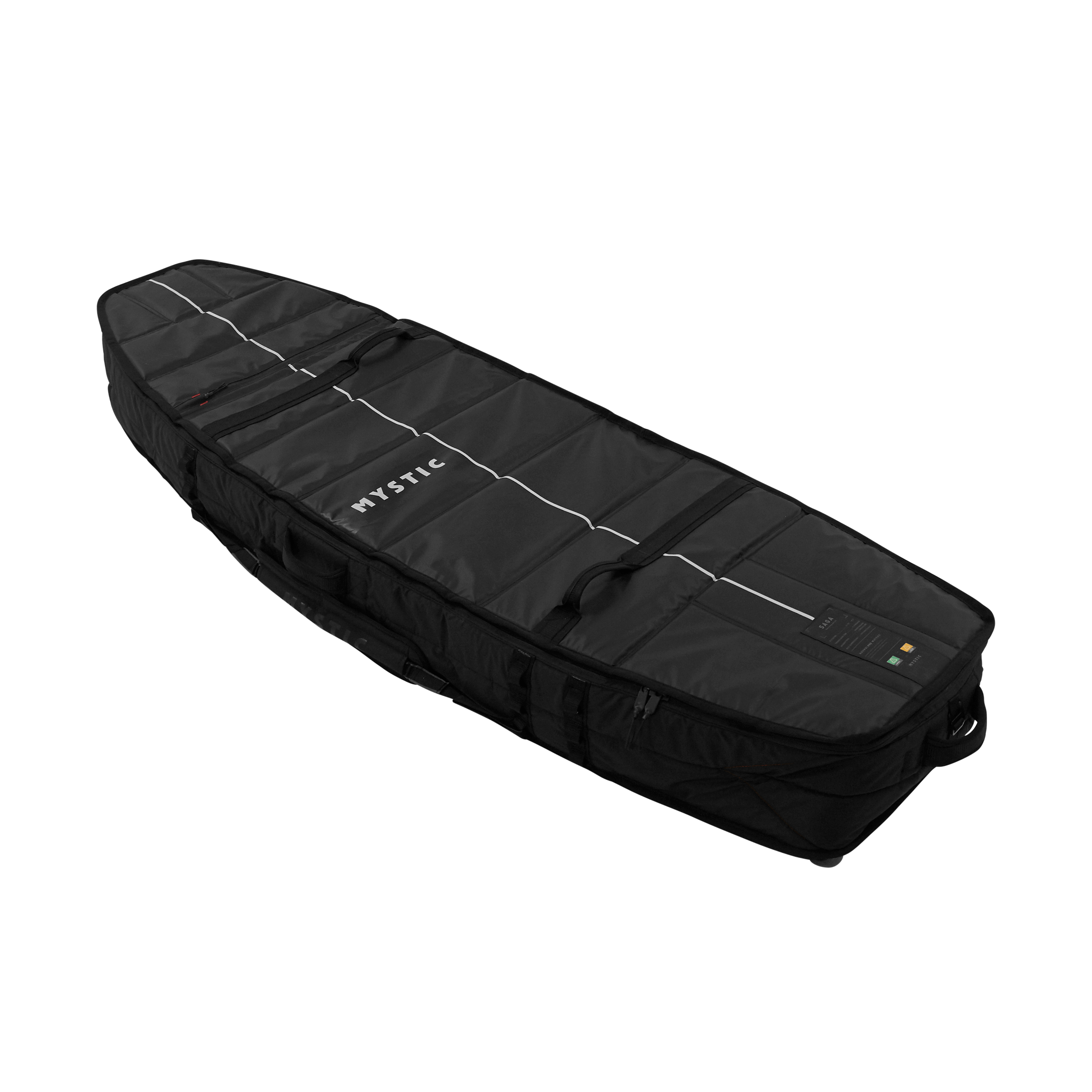 Saga Surf XL Boardbag - Black - 2026 with durable water repellent fabric and impact shield panels.