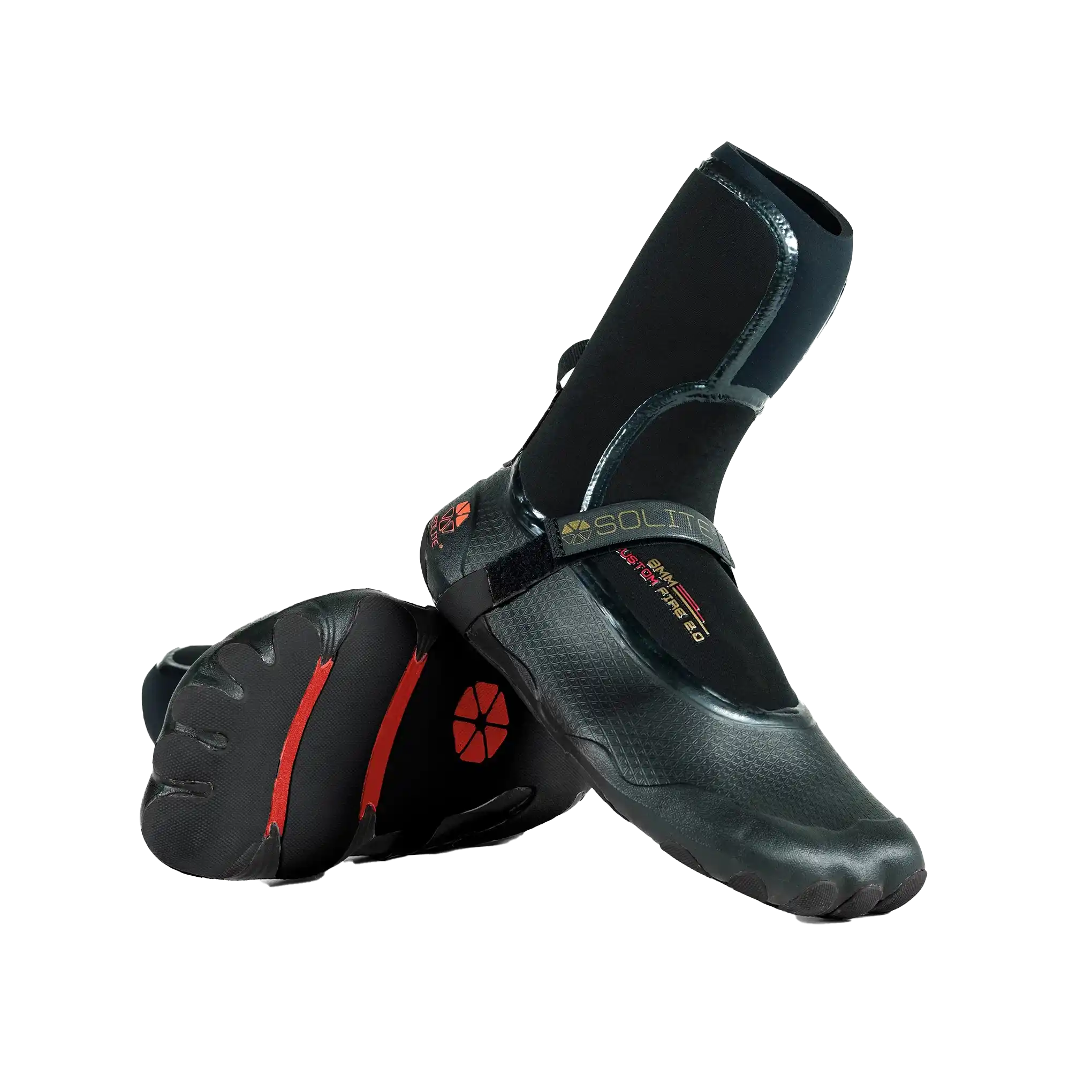 Solite 8mm Custom Fire 2.0 | Cold Water Watersports Boots in black with grip sole and stretchy upper.