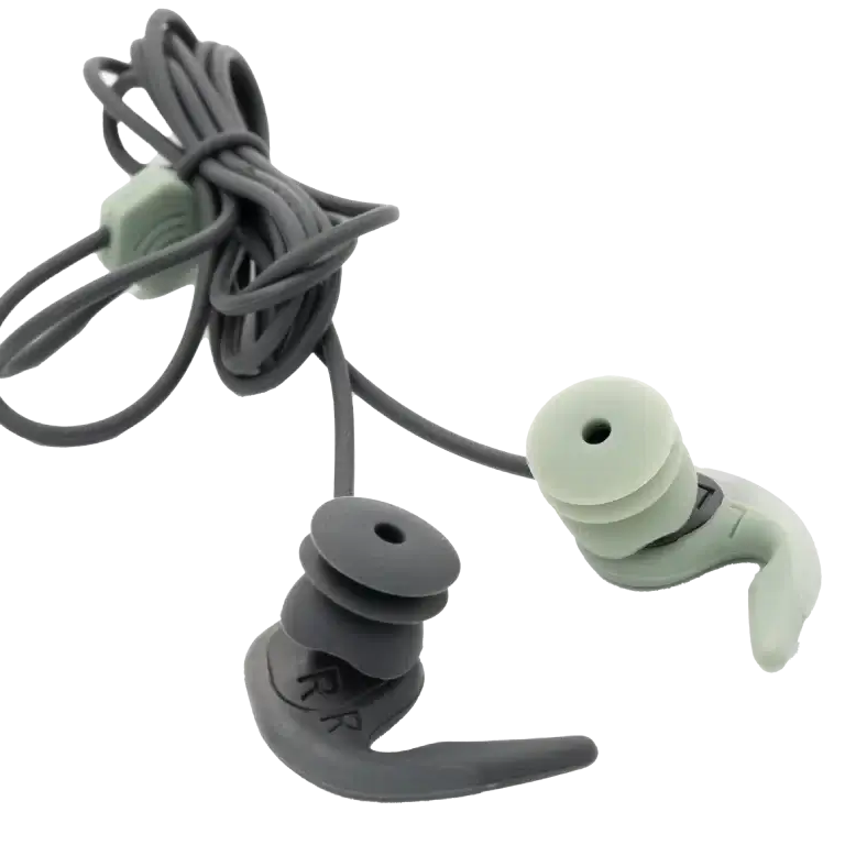 SurfEars 4.0 Surf Ear Plugs in black and green, designed for surfers to hear clearly while staying protected.
