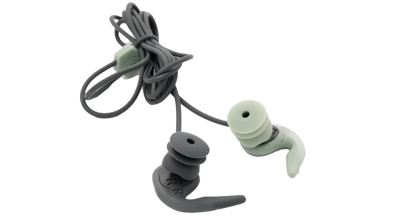 SurfEars 4.0 Surf Ear Plugs in black and green, designed for surfers to hear clearly while staying protected.