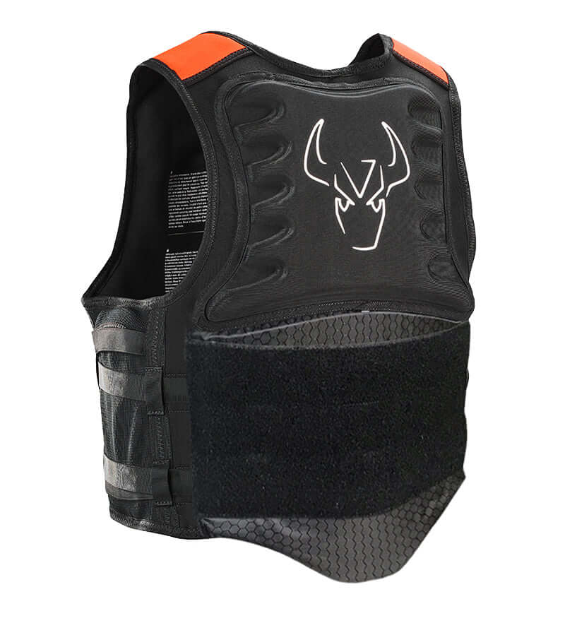 Forward Wip Impact Vest 50n featuring a black design with protective cushioning for buoyancy and impact resistance.
