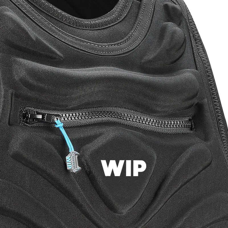 Close-up of Forward Wip Impact Vest 50n showcasing padded texture and zipper detail with WIP branding.