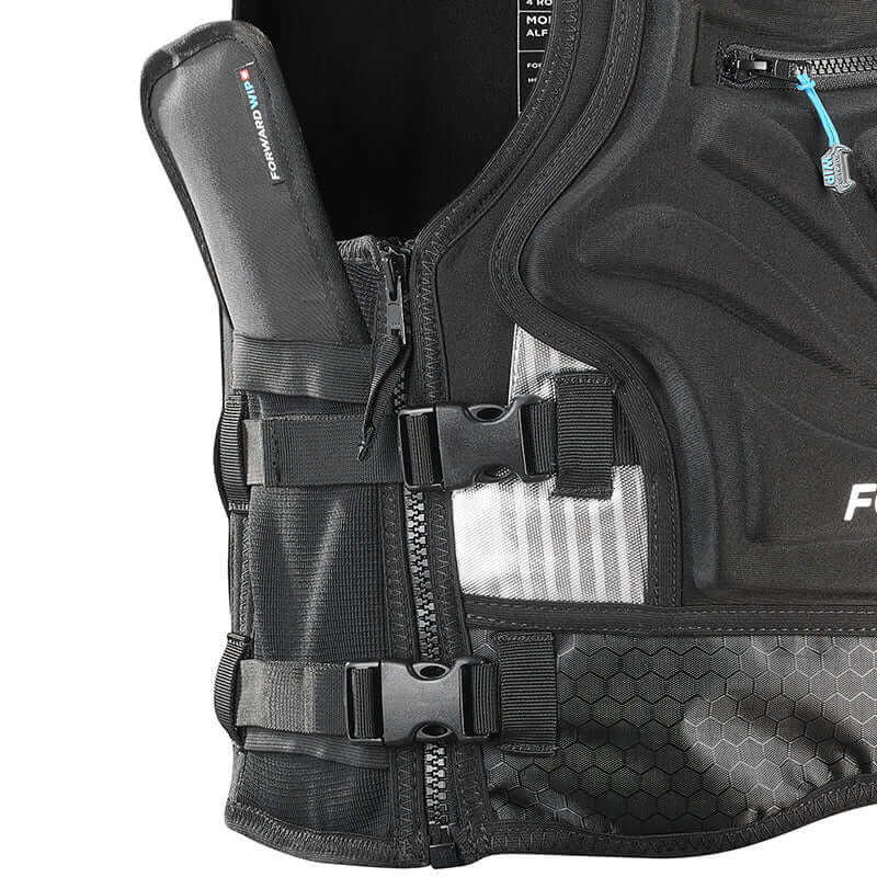 Detail of the Forward Wip Impact Vest 50n showcasing its sturdy buckles and impact protection design.