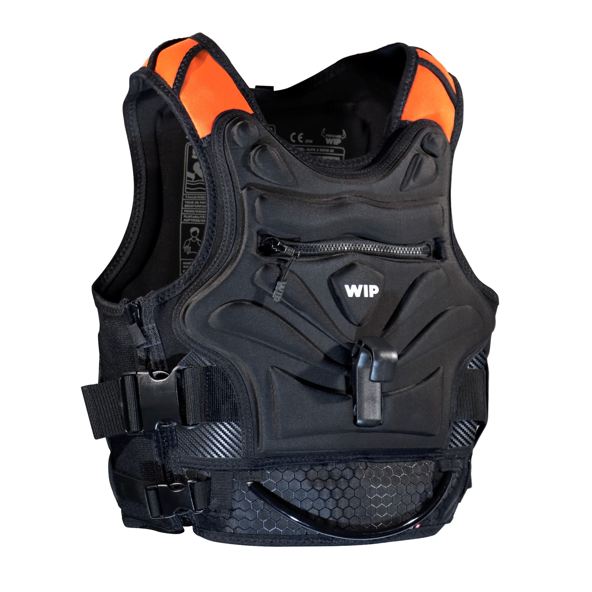Forward WIP Wing Impact EVO 50N impact vest with integrated carbon plate wing harness hook, front view
