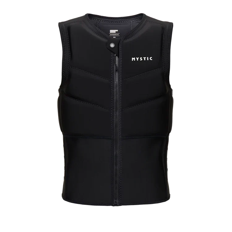 Mystic Star Front Zip kitesurf impact vest in black — top pick for kitesurfing and wing foiling protection