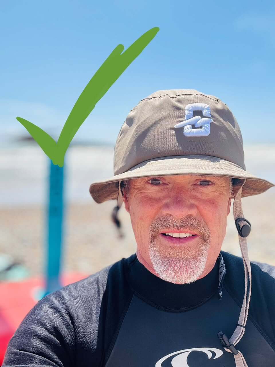 BangProof Helmet Review 2025 | Stylish CE Certified Water Helmets UK, man wearing a sun hat by the beach.