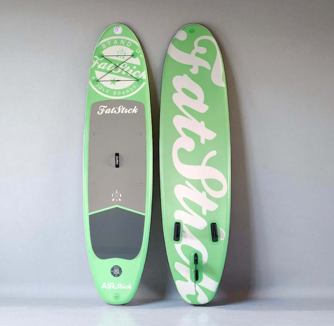 Fatstick AirStick 10'6 Inflatable SUP Package 2026 displayed front and back view on a gray background