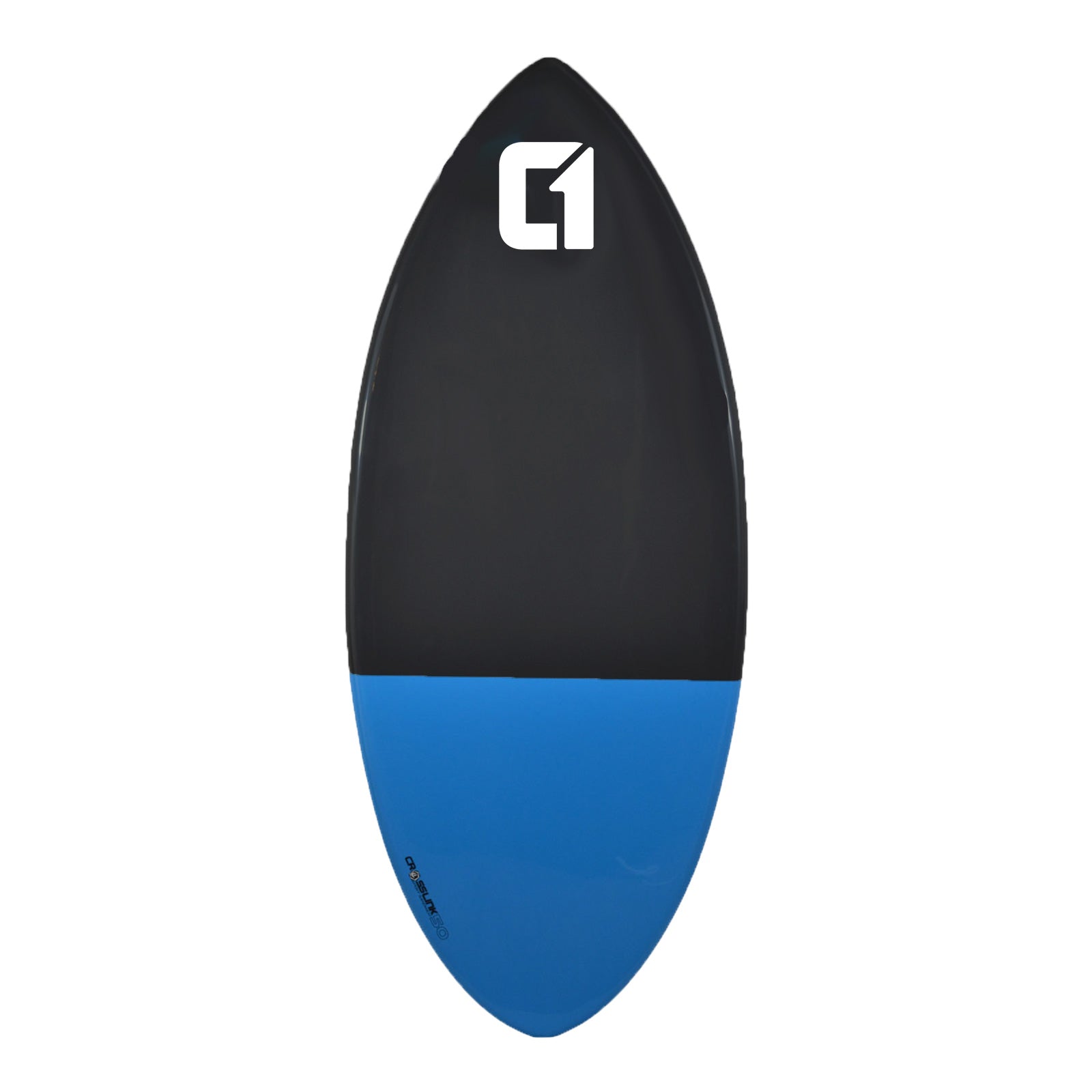Circle One 50" Epoxy Fibreglass Skimboard – deck view, Blue