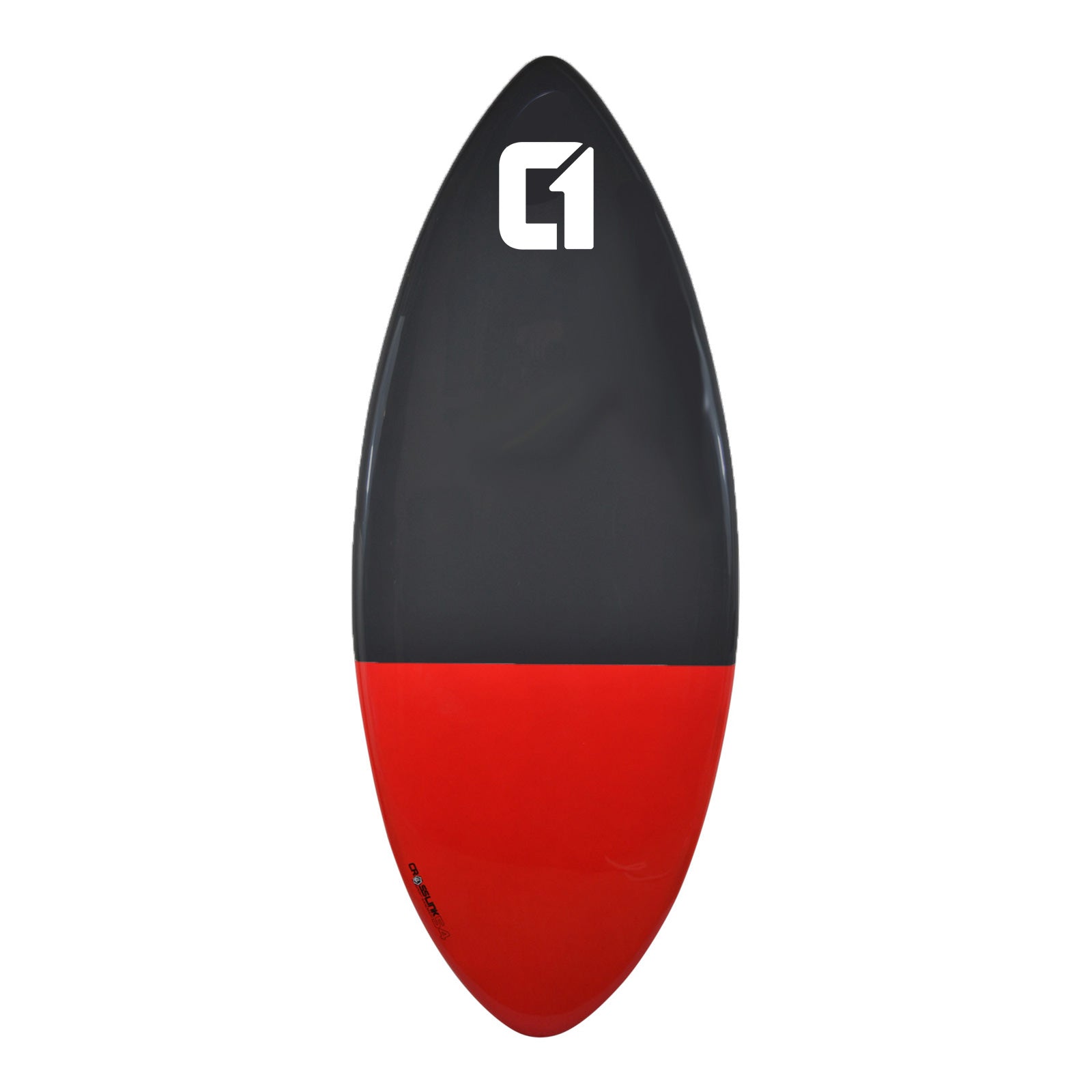 Circle One 54" Epoxy Fibreglass Skimboard – deck view, Red