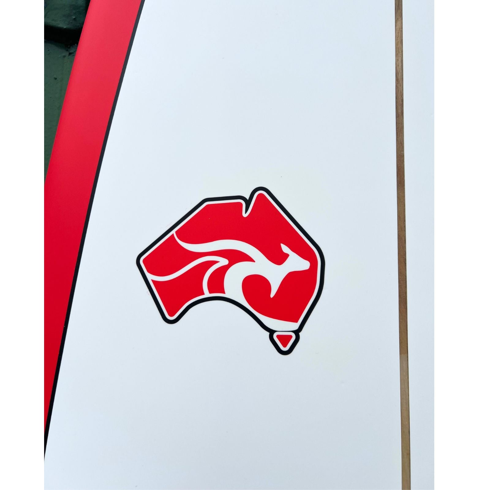 Circle One Pulse Longboard – red deck logo close-up