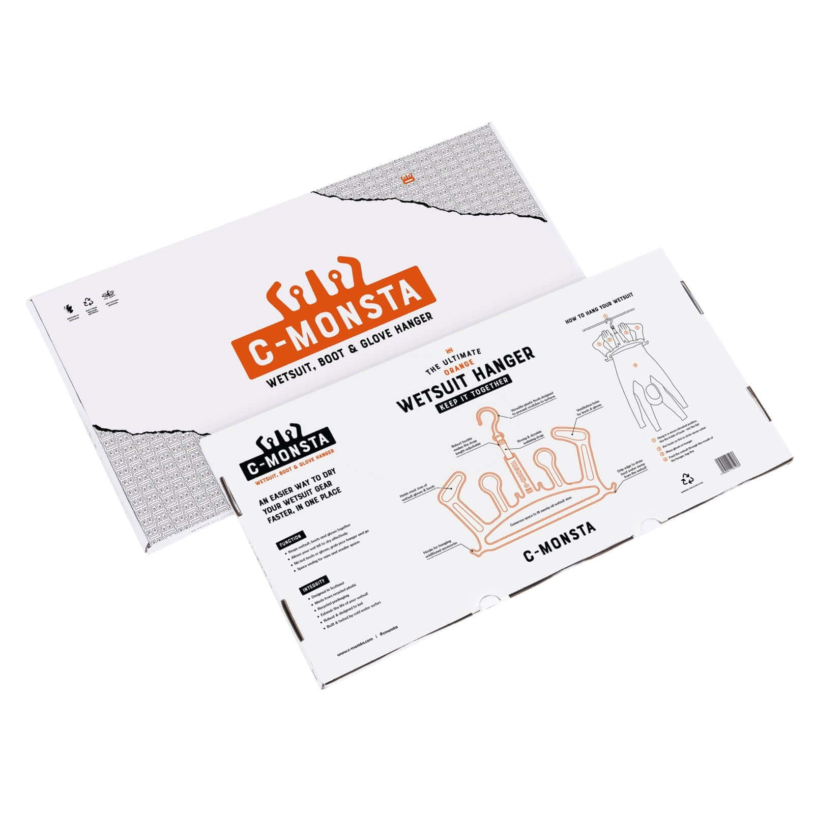 C-Monsta Wetsuit Hanger V2 Orange | High-Visibility Gear Dryer packaging design and features.