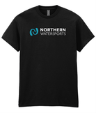 Northern Watersports Black Logo Tee – Short Sleeve displayed on a black t-shirt with logo.