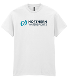 Northern Watersports White Logo Tee | Short Sleeve Cotton T-Shirt on display, featuring a clean design and comfortable fit.