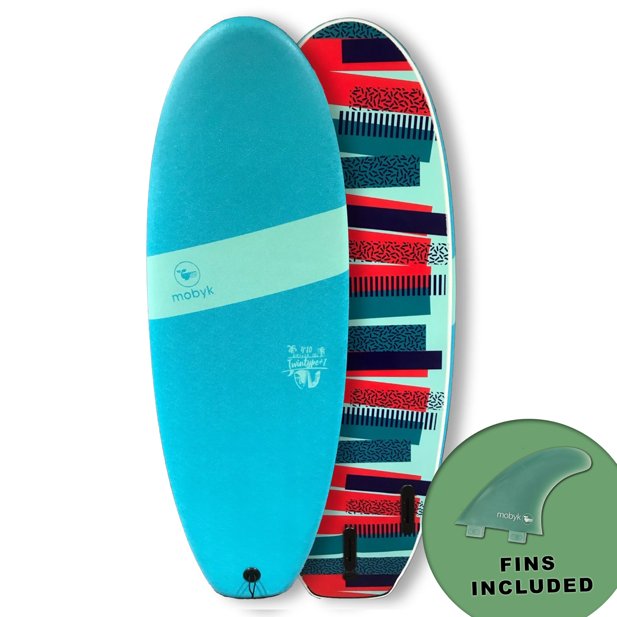 Mobyk 4'10 Twintype Softboard - Blue Curacao