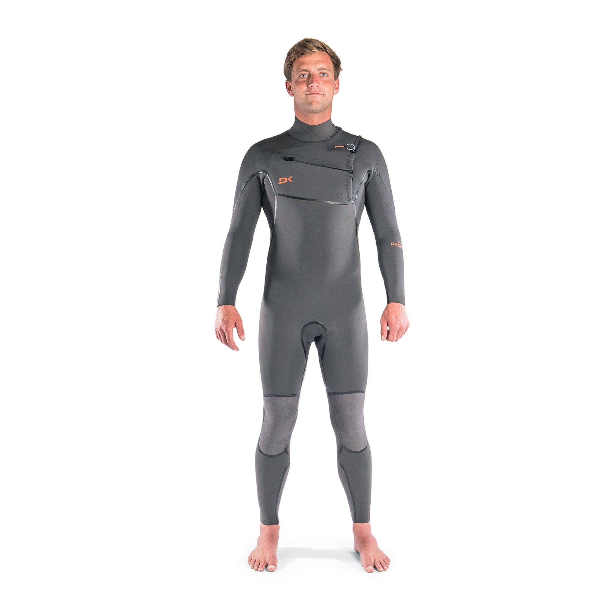 Dakine Mens Cyclone Chest Zip 4/3mm Full Wetsuit (Graphite / Orange)