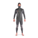 Dakine Mens Cyclone Chest Zip Hooded 4/3mm Full Wetsuit (Graphite / Orange)