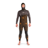 Dakine Mens Cyclone Chest Zip Hooded 4/3mm Full Wetsuit (Graphite / Orange)