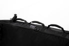 Black carrying case with handles and straps on a white background
