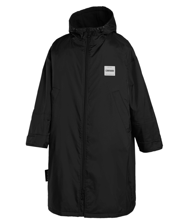 Mystic Poncho Explore Lightweight – Waterproof Changing Robe 2026 in black with hood and zip closure.